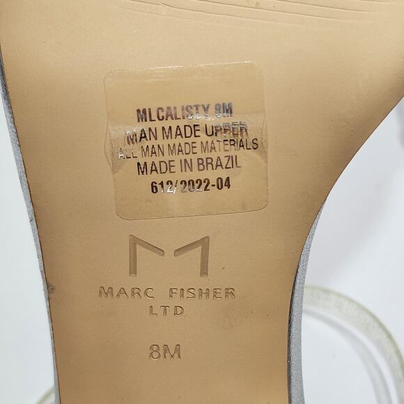 Marc Fisher Calisty Strappy High Heeled Sandals Ankle Strap Glitter Silver‎ Sz 8 - Picture 15 of 16